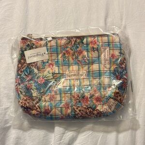 Fragonard Parfumeur Colorful Floral Plaid Cosmetic Bag - NWT